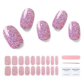Nelikoo Semi Cured Gel Nail Strips, 20 pcs Gel Nail Stikers, Gel Nail Wraps Semi Cured, Salon-Quality, 2 Weeks Long Lasting