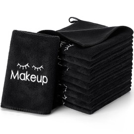36 Pcs Makeup Remover Cloth Make Up Remover Cloth Reusable Face Towels Makeup Washcloth Microfiber Soft Wash Cloths for Your Face Make Up Removal Washcloths Bulk (Black)