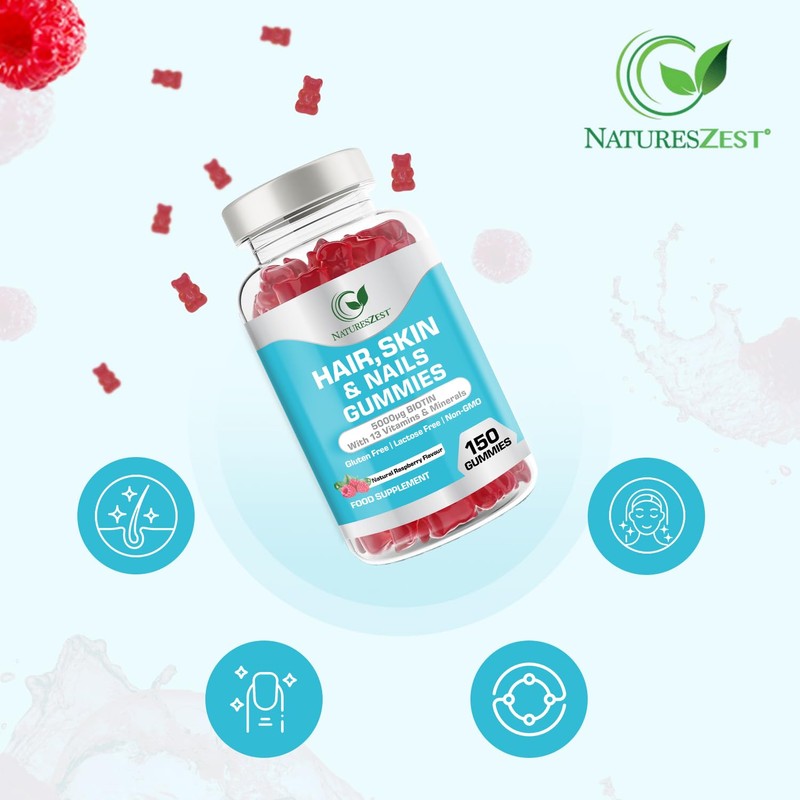 Hair, Skin & Nails Gummies 5000μg Biotin – 13 Vitamins