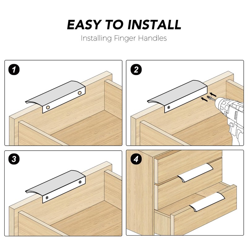 Ravinte 5 Pack Finger Pulls for Cabinets 128mm/5 Hole Center