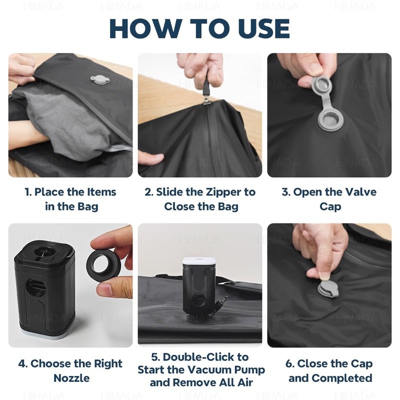 Vacuum Bags for Travel Luggage with Wireless Pump, Travel Pack