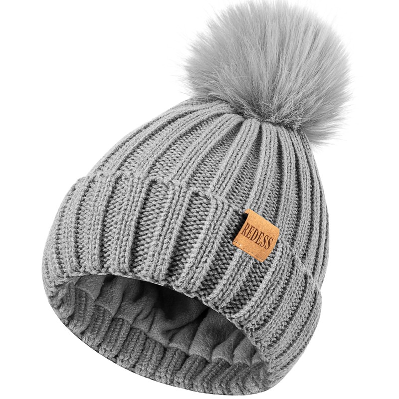 REDESS Womens Winter Knitted Beanie Hat Warm Fleece Lined with