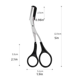 XUJINCN Eyebrow Trimmer Scissors，Eyebrows Scissors with Comb(Detachable)， Eyebrows Grooming Tool Designed Specifically for Women，Non-Slip Handle Design Eyebrow Trimming Scissors（Black）