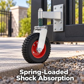 6 Inch Heavy Duty Spring Gate Wheel, 600 lb Capacity 360° Swivel Shock-Absorbing Fence Caster