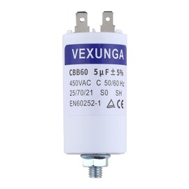 VEXUNGA Motor Capacitor Starting Capacitor 5µF 450V Capacitor 5uF 5uF 450 Volt 35 x 65 mm CBB60 Capacitors Plug M8 for Electric Motor