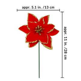 Winlyn 24 Set Christmas Glitter Red Velvet Poinsettia Flowers Picks Christmas Tree Ornaments for Red Christmas Tree Wreaths Garland Holiday Seasonal Winter Wedding Decorations White Gift Box Included