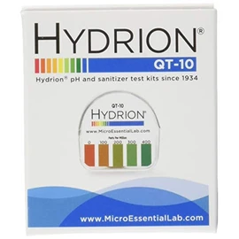 Micro Essential Laboratory QT-10 Plastic Hydrion Low Range Quat Check Test Paper Dispenser, Single Roll, Food Service Test Strips, 0 - 400ppm