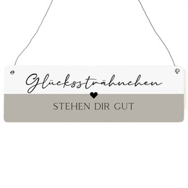 Interluxe Wooden Sign "Glückssträhnchen stehen dir gut - Glückssträhnchen stehen dir gut - Decorative Sign as Gift Idea for Girlfriend
