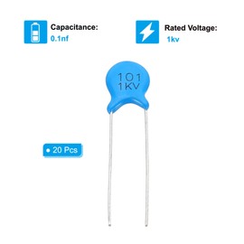 PATIKIL 0.1nf 1kv High Voltage Ceramic Capacitor, 20 Pcs Ceramic Chip Capacitor Assortment Kit for DIY Power Filters Supply Circuits Sensor Equipment, Blue