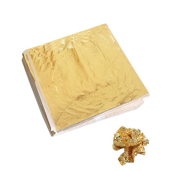 BPTRKOM 100 Sheets Gold Leaf Gold Paper for Crafts, Gilding