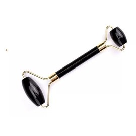 Rodillo facial de obsidiana negra –Herramienta de belleza antienvejecimiento para despuffing, rodillo facial de piedras preciosas de cristal volcánico genuino