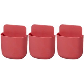 Remote Control Holder Wall Mount Drill-Free Adhesive Remote Holder for Pen/Pencil/Marker/Phone Charging Storage Stick Wall Organizer for Office Home School 3 Pcs Red