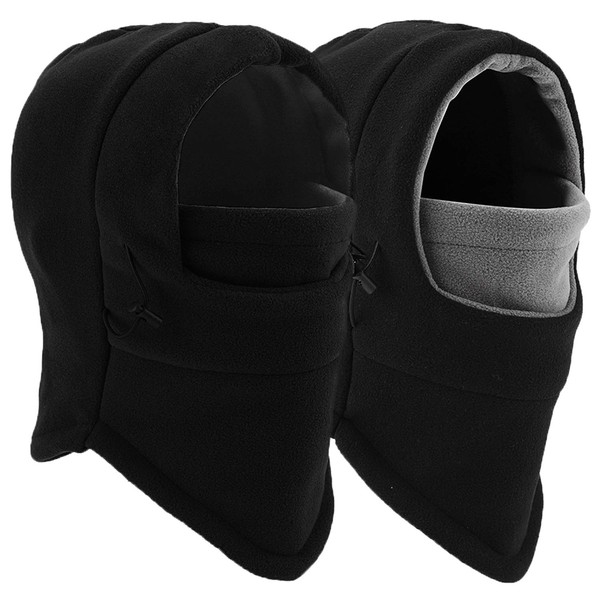 Balaclava Ski Mask 2 Pcs - Windproof Warmer Fleece Adjustable Winter Mask for Men Women