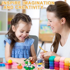 Children's Modelling Clay 48 Colours Air Drying Set 7 Tools Soft Clay Craft Clay DIY Figures Creative Clay Gift for Children from 3 Years