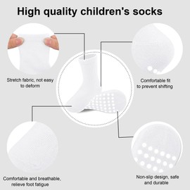 Jealkip 12 Pack Baby Socks - Cotton Crew, Non-Slip Grip, Unisex, Toddler Socks, Boys & Girls, 4-7 Years, White
