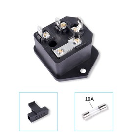 PNGKNYOCN IEC320 Mount Inlet Module Plug, AC 250V 10A 3-Pin Panel Mount Adapter with Fuse Holder (Pack of 4)