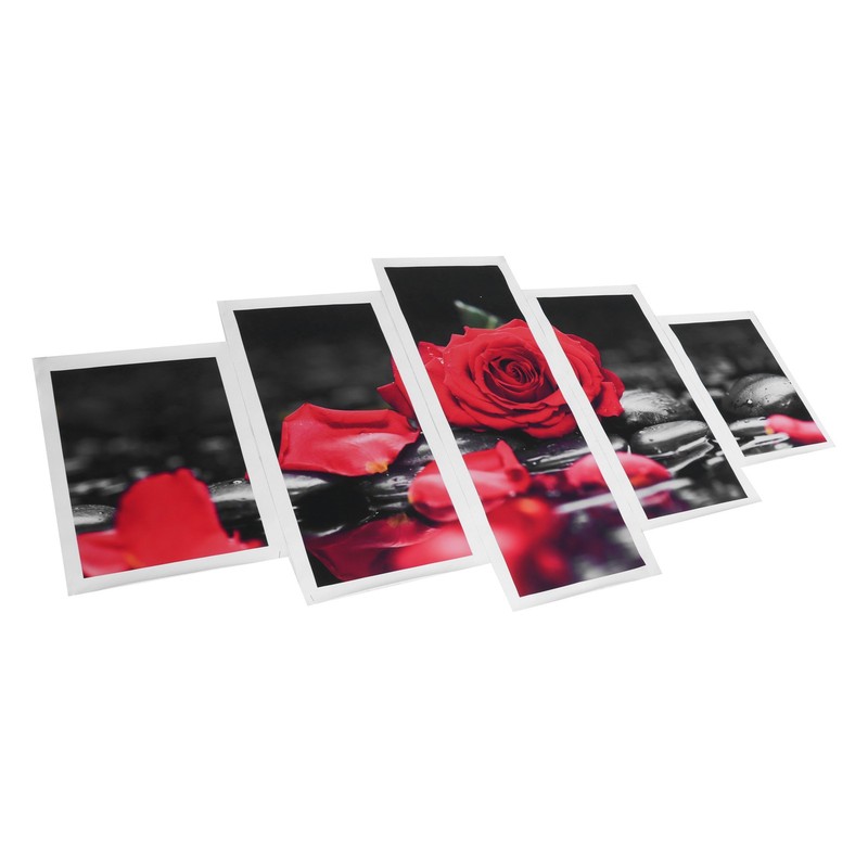 5Pcs Wall Art Painting Set Romantic Red Rose Frameless Painting