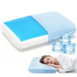 Cooling Gel Pillow for Hot Sleepers, Keep Cool Memory Foam Pillows for Sleeping, Supportive Bed Pillow for Side Back&Stomach Sleepers with Cool Touch Cover, Removable Washable Cover, Standard, Blue