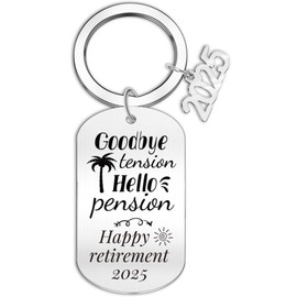 2025 Retirement Gift Keychain Set: Happy Retirement Gifts Keyring with Inspirational Message, Stainless Steel Keychain Gift for Retired Women and Men, Teacher, Coworker, Boss, or Friend with Box
