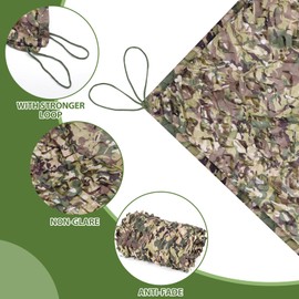 Camohute Camo Netting Camouflage Netting with Mesh Backing Military Camo Nets Sunshade Fence Tarp Net Lightweight Great for Duck Hunting Blind Shooting Photography (Multicam, 23ft*5ft)