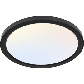 hykolity 12 Inch Selectable CCT LED Round Flat Panel Light, 24W 3000K/4000K/5000K, Edge-Lit Flush Mount Ceiling Light Fixture for Kitchen, Bedroom, Laundry and Closet Room，Black