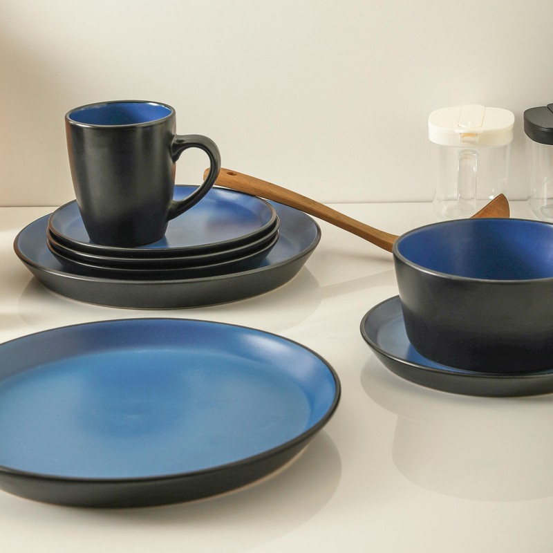 Stone Lain Albie Stoneware 32-Piece Modern Dinnerware Set, Kitchen Plates