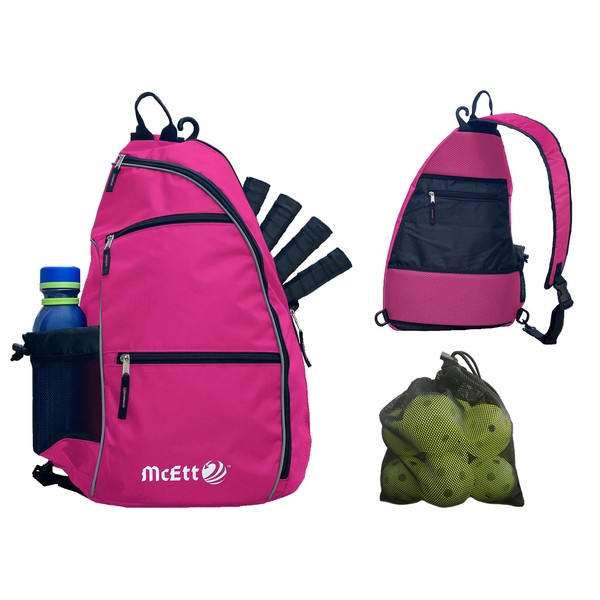 McEtt Pickleball Sling Bag – Adjustable Crossbody Backpack for Women Men – Holds Pickleballs, Paddles, Water Bottle, Gear