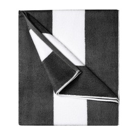 WEDPLAN Cotton Oversized Beach Towel - 40 x70 Inch Extra Large Striped Pool Towel, Big Soft Terry Cloth Black Cabana Swim Towel