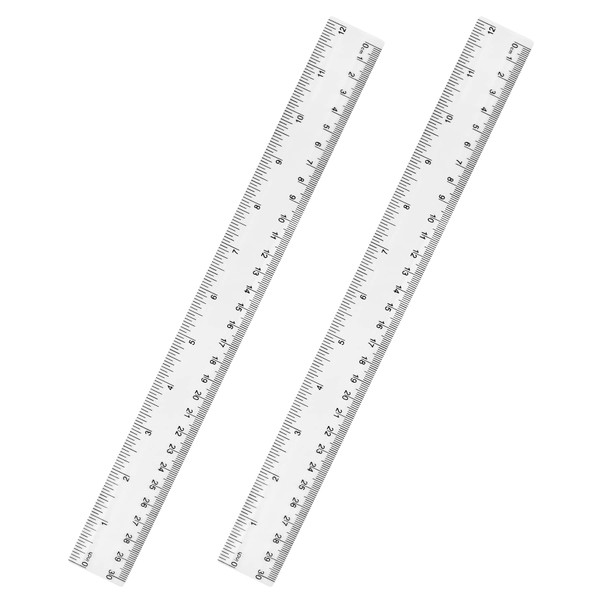 Unjoo Clear Plastic Ruler 12 Inch Straight Ruler, Shatterproof Ruler