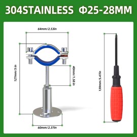 TAISHER 4PCS 304 Stainless Steel Wall Mount Ceiling Mount Adjustable Pipe Supports，Adjustable Pipe Strap Bracket，Suitable for 3/4 inch diameter tubes (25-28mm) with Screws，Adjustable Height 50-100mm