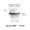 HLIWS 9 Pcs 3/4-inch BSP Threaded Blanking Cap,Drain Cap Seal,Appliance
