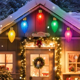 Minetom 11Feet 5 LED Super Jumbo Strawberry Christmas String Lights or Pathway Marker Lights, Outdoor Xmas Decorations, Jumbo C9 Hanging Lights Waterproof Lawn Dec for Holiday Tree Roof Yard Garden