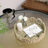 GYASVWU Seagrass Scalloped Tray with Handles,Round Rattan Serving Trays for