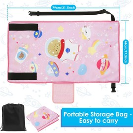 Hoquare Travel Airplane Bed for Toddler, Portable Airplane Seat Extender Pedals Bed, Footrest Hammock, Kids Travel Leg Rest Essentials (Pink)