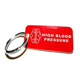 My Identity Doctor - Pre-Engraved High Blood Pressure Plastic Medical Alert ID Keychain, Small 2.25 x .79 Inch