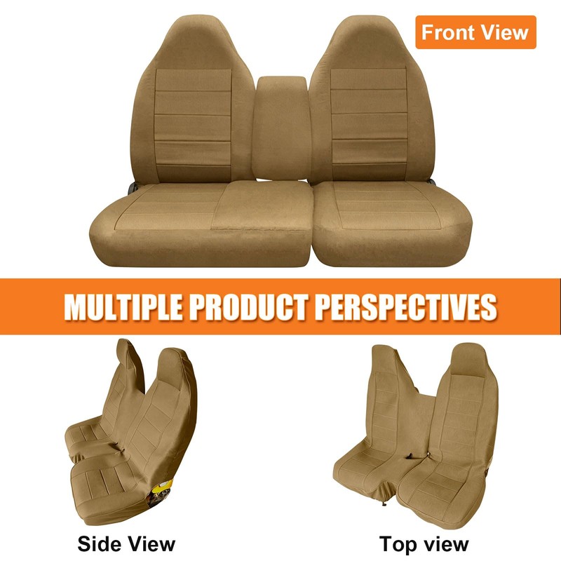 Kistrba Truck Seat Cover Fit for 1997-2000 Ford F-150, Tan