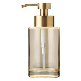 Enra Thick Glass Soap Dispenser with Stainless Steel Pump,12oz Gold Bathroom Hand Liquid Soap Dispensers,Lotion Dispenser,Soap Dispenser for Bathroom,Kitchen