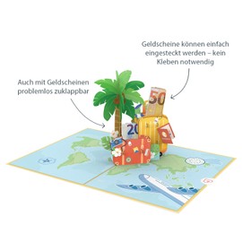 papercrush papercrush® Pop-Up Karte Reisegutschein „Gute Reise“ - 3D Gutscheinkarte für Urlaub, Flitterwochen oder Koffer - Lustiges Geldgeschenk für Reisekasse, Gutschein für Urlaubsreise & Urlaubsgeld