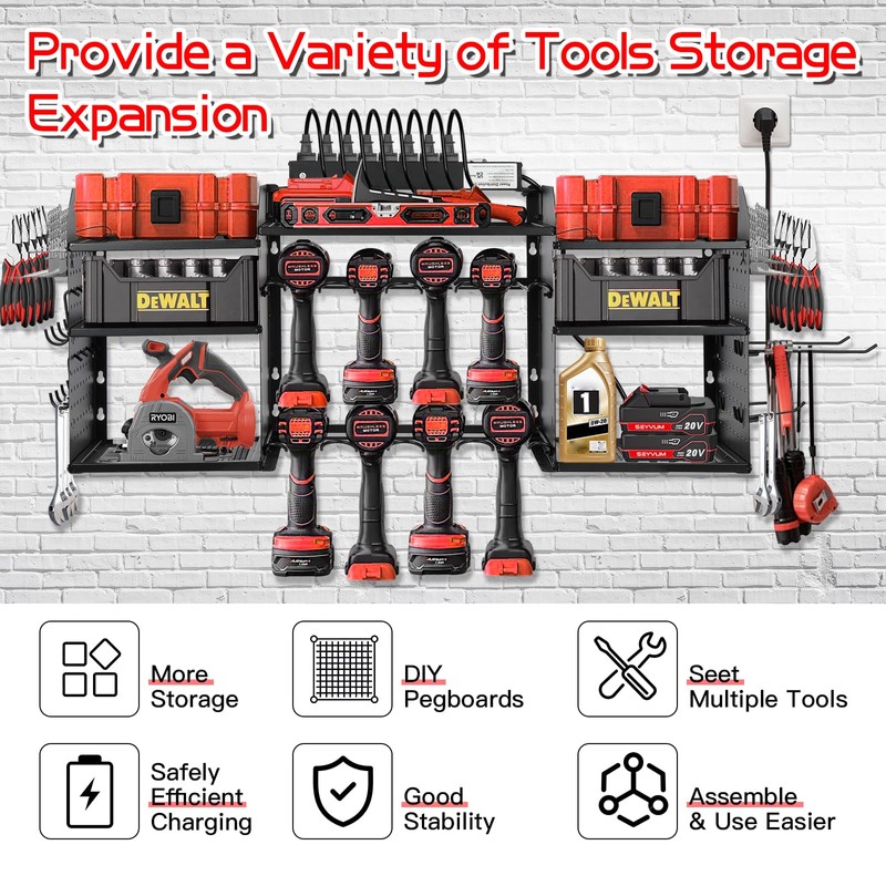 LDDEFOA Power Tool Organizer Wall Mount, Large Tool Organizer with