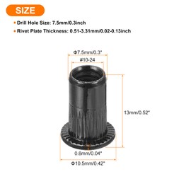 sourcing map 20Pcs Rivet Nuts Flat Head, #10-24 Carbon Steel Threaded Insert Nuts Knurled Body