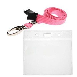 ALG ID Cards® Pink ID Card Badge Wallet - Pink Lanyard Card Wallet - Pink Wallet Lanyard Neck Strap with Metal Clip & Safety Breakaway Release for Pass Holder