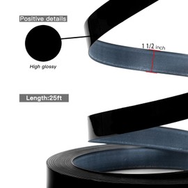 ZYJT PVC Edge Banding, 1 1/2" x 25ft Glossy Black Edge Banding Non Glued White Veneer Edging White Veneer Edge Banding for Table Cabinet Furniture Trim