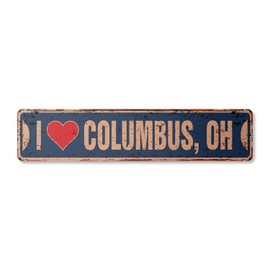I Love Columbus Ohio Vintage Plastic Street Sign oh City State us Wall Road décor Gift | Indoor/Outdoor | 18" Wide