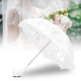 Ejoyous Lace Umbrella, Embroidery Umbrella Prop Decorative Craft Flower Lace Parasol for Wedding Costumes Cosplay Tea Party Decor (51241 Bleach Color)