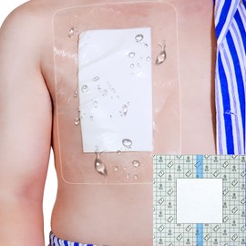 25 Pcs Waterproof Dialysis Catheter Shower Cover with Non-Stick Center Pad for Central Line Chest Chemo Port, 10"x10" Large Wound Bandages Dressing Shower Protector