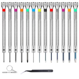 13PCS Professional Watch Screwdriver Set, BEBEEPOO Micro Precision Screwdriver Set，Micro Precision Eyeglasses Repair set， 0.6-2.0mm, Jewelry Work,Computer Phone Small Tools