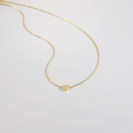 DIOUWS Heart Necklaces for Woman, 14k Gold Plated Small Cute Heart Locket Pendant Chain Necklaces Simple Holiday Birthday Gifts Jewelry (Gold)