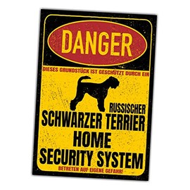 Russian Black Terrier Sign Danger Security System Door Sign Dog Sign