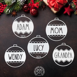 5 Pack Traditional Name Ornament for Christmas Tree - 2024 Custom Ornaments for Christmas Tree Name Christmas Ornaments Custom Family Ornament Customizable Christmas Ornaments Name Ornament (4 inch)