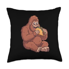 Taco Lover Bigfoot Vintage Design Gift for Men Women Kids Throw Pillow